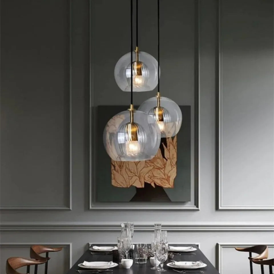 Nordic Glass Pendant Light in Amber or Clear