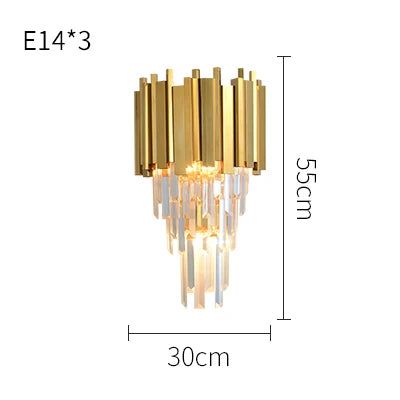 DecorBites™ Crystal Golden LED Wall Sconce Stainless Steel Postmodern Art Deco Wall Light