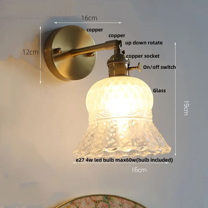 DecorBites™ Brass E27 LED Wall Sconce Pull Chain Switch Stair Light Fixtures