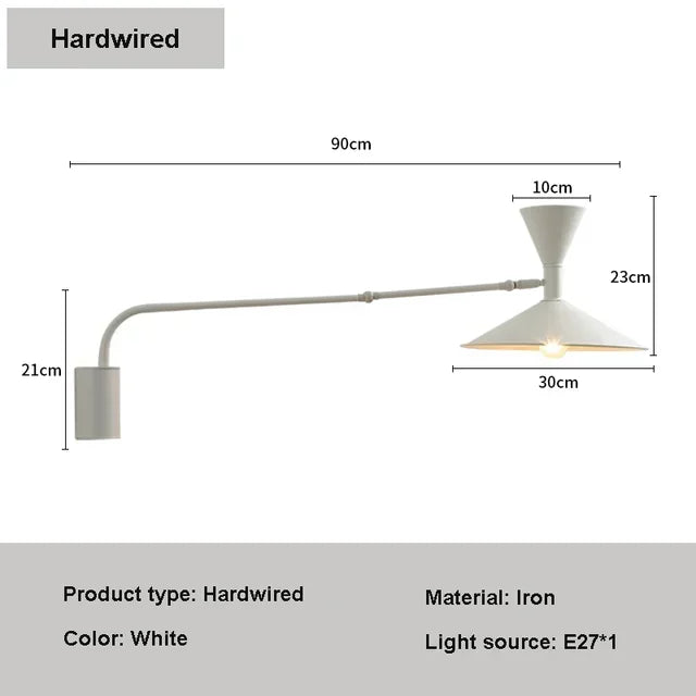 DecorBites™ Adjustable Long Arm Wall Lamp for Reading, Bedroom, LED Minimalist Swing Lighting