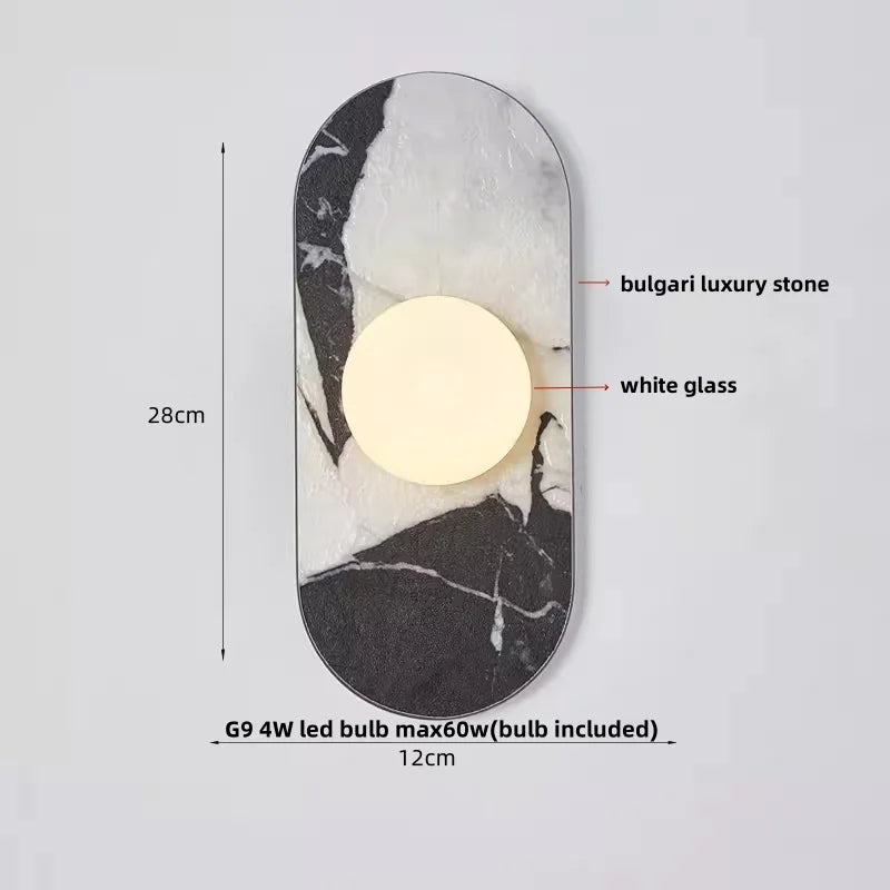 DecorBites™ Glass Globe LED Wall Lamp: Modern Nordic Stone Bathroom Mirror Light