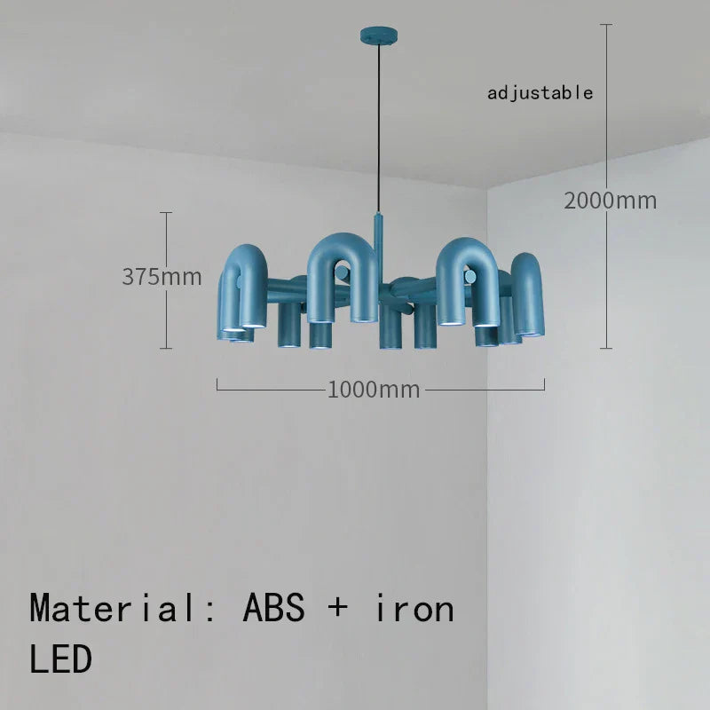 DecorBites™ Art Deco Metal Chandelier in Black, Orange, and Gray - Adjustable Cord - Dining Room, Foyer, Bedroom Lighting
