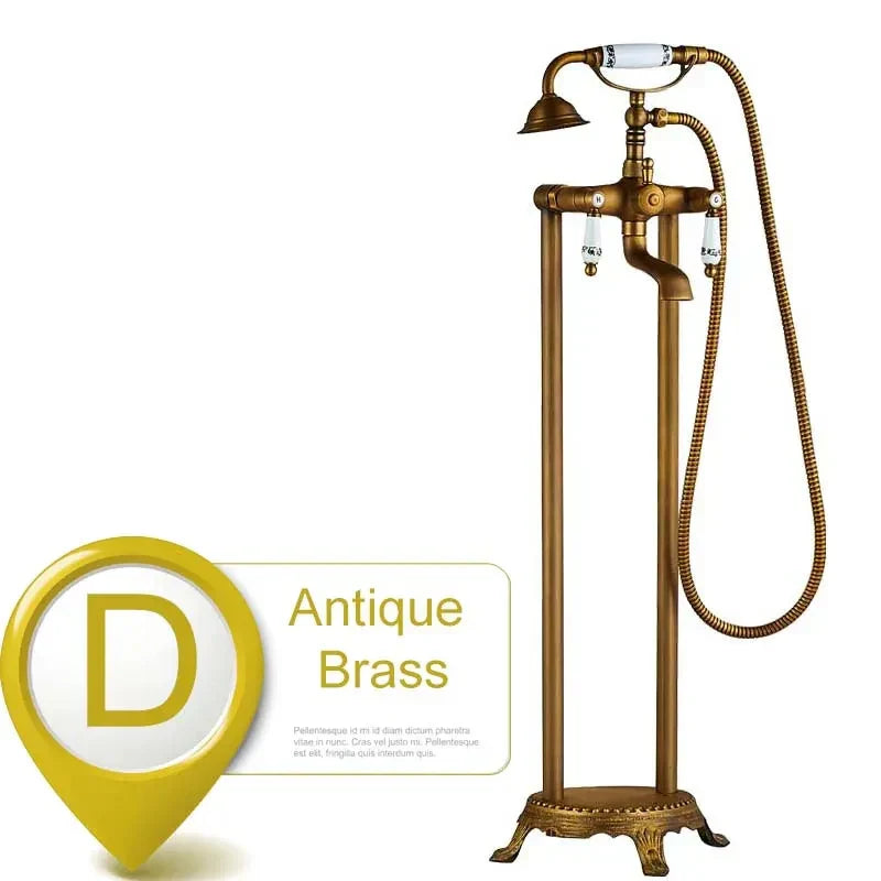 DecorBites™ Dual Ceramic Handle Freestanding Tub Faucet with Handshower