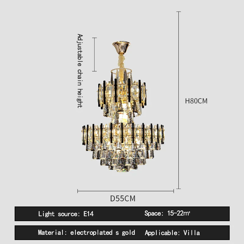 DecorBites™ Crystal Hollow Villa Chandelier: Modern Luxury Pendant Light for Living Room and Hotel Lobby