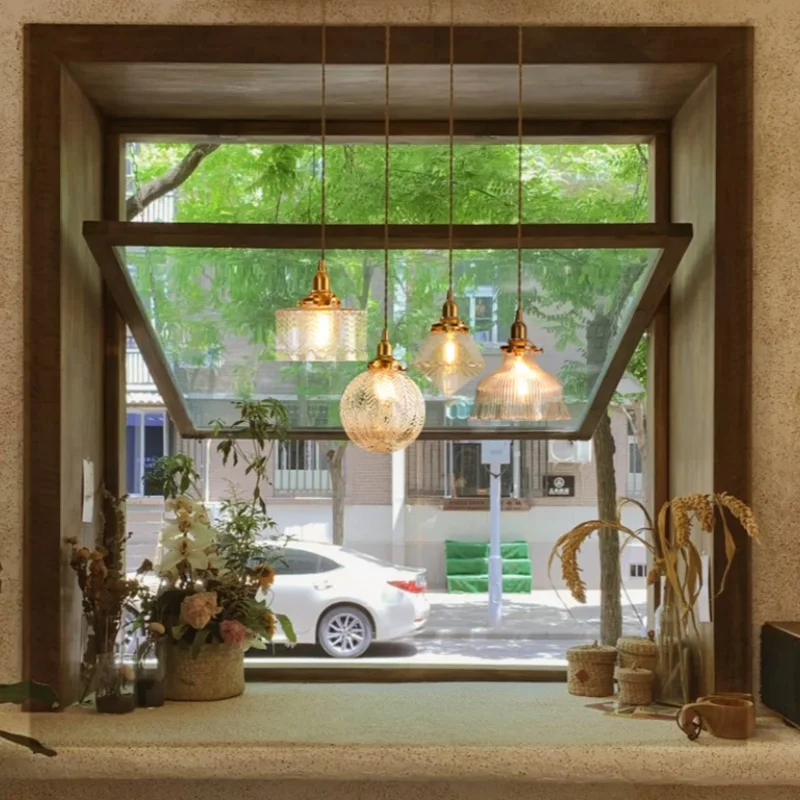 DecorBites™ Clear Glass Copper LED Pendant Lamp for Home Decor & Lighting