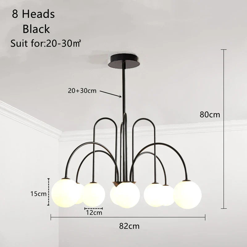 DecorBites™ Glass Ball Pendant Chandelier with LED for Dining Living Bar Kitchen Island
