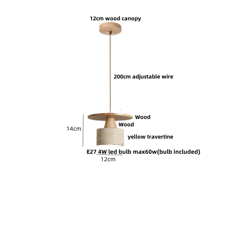 DecorBites™ Glass Ball Pendant Light - Adjustable Wire, LED, Yellow Travertine White, Dining Room