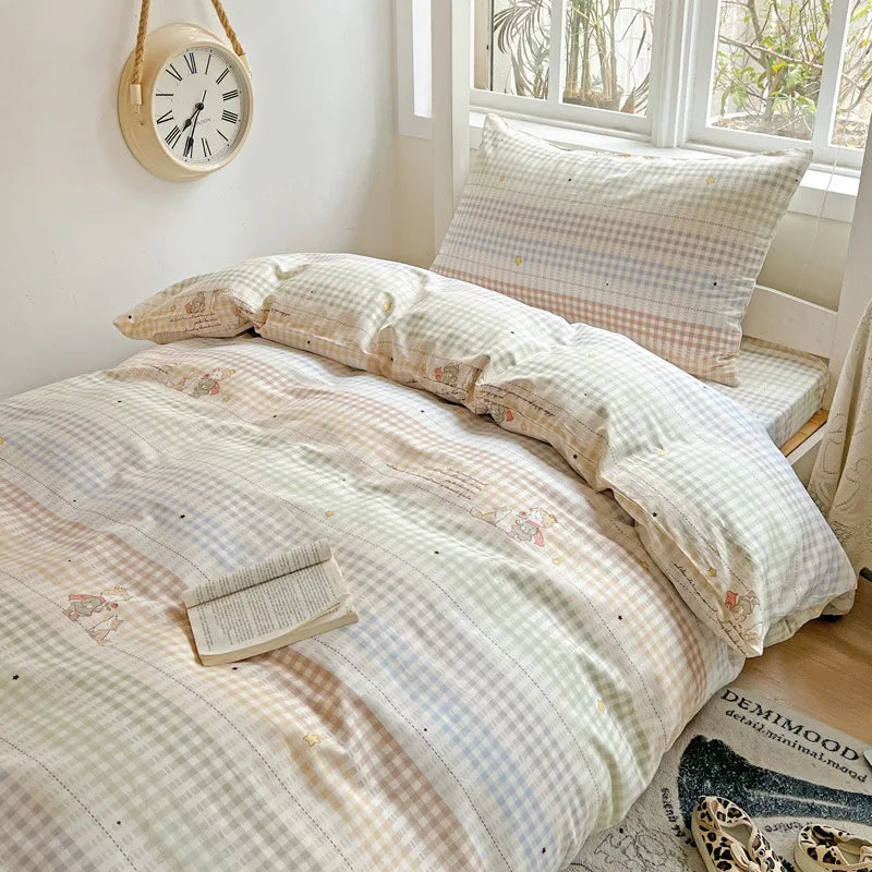 DecorBites™ Cotton Printed Student Bedding Set - All Seasons Queen Single Comforter Cover Set