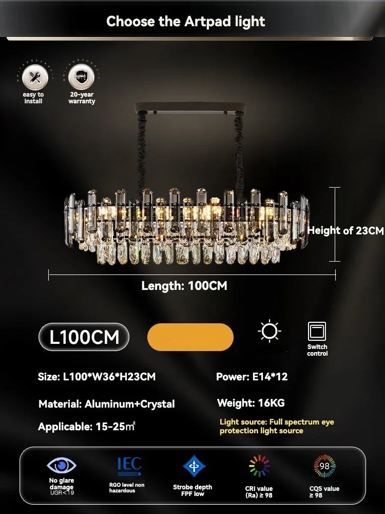 نجفة سقف كريستال ذهبية من DecorBites™: إضاءة LED متدلية عصرية فاخرة لديكور المنزل