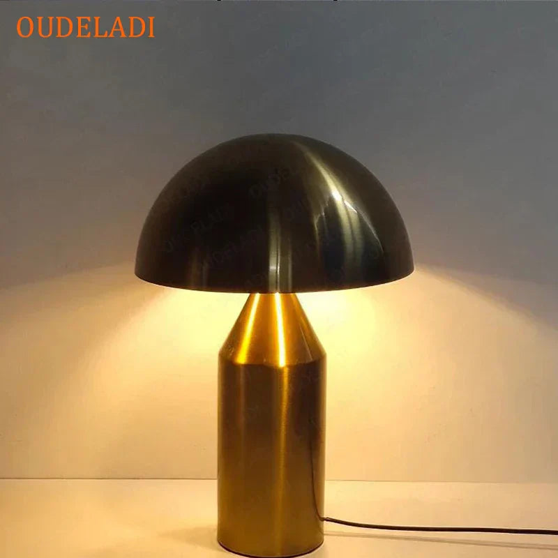 مصباح طاولة فطر ذهبي DecorBites™ من الحديد لديكور المنزل، غرفة المعيشة، غرفة النوم - واجهة G9