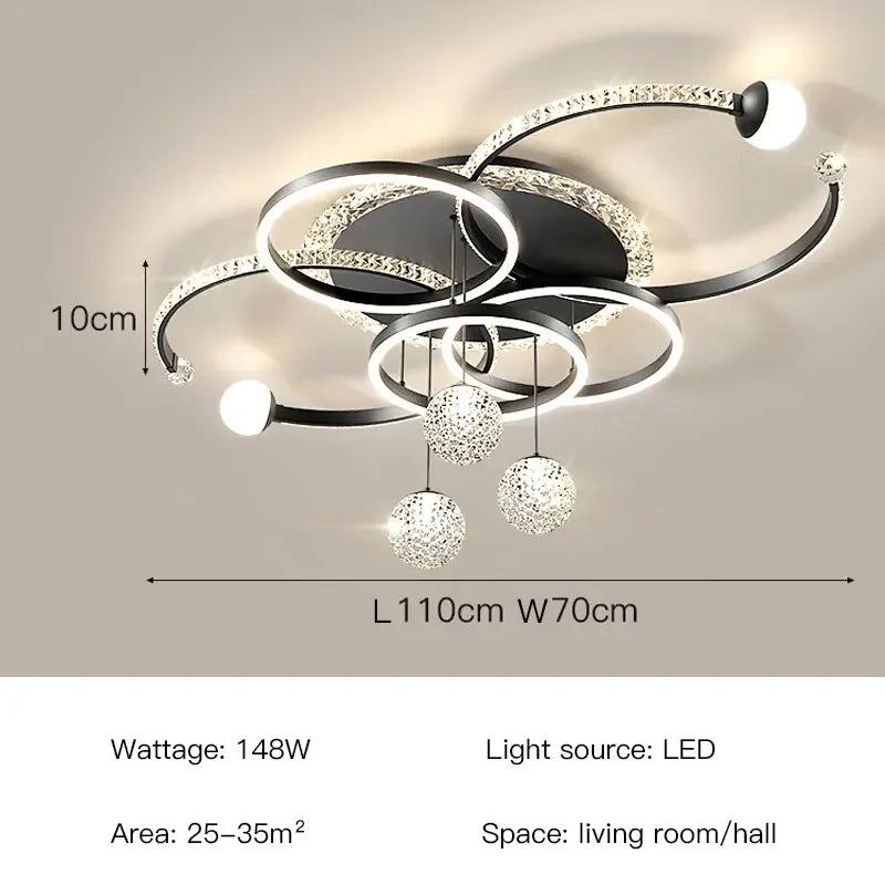 Modern Iron and Acrylic LED Pendant Chandelier