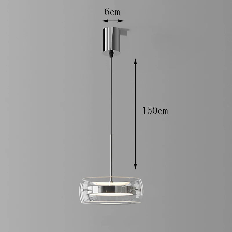 Modern Glass Ring Pendant Light in Iron