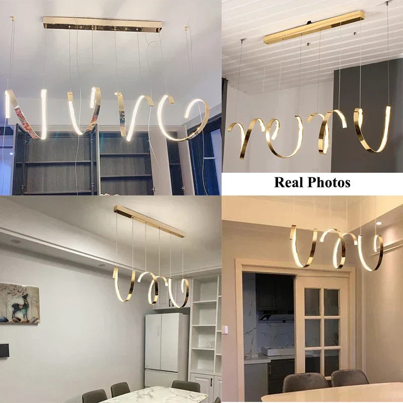 مصابيح معلقة LED غير منتظمة من DecorBites™ باللون الذهبي لإضاءة غرف المعيشة والطعام العصرية