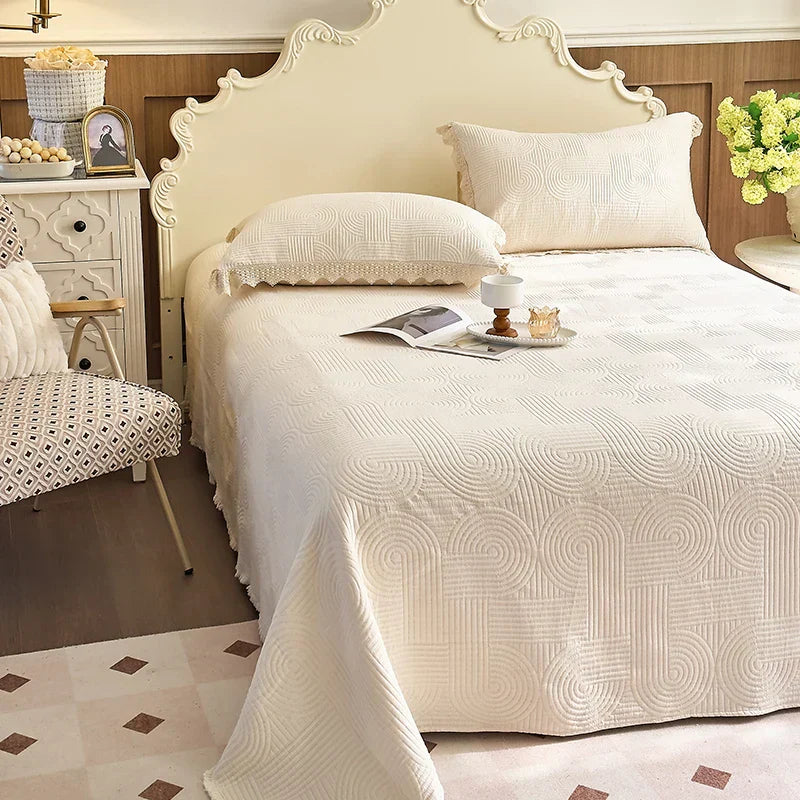 DecorBites™ Cotton Quilted Bedspread Set with Bed Skirt & Pillowcases
