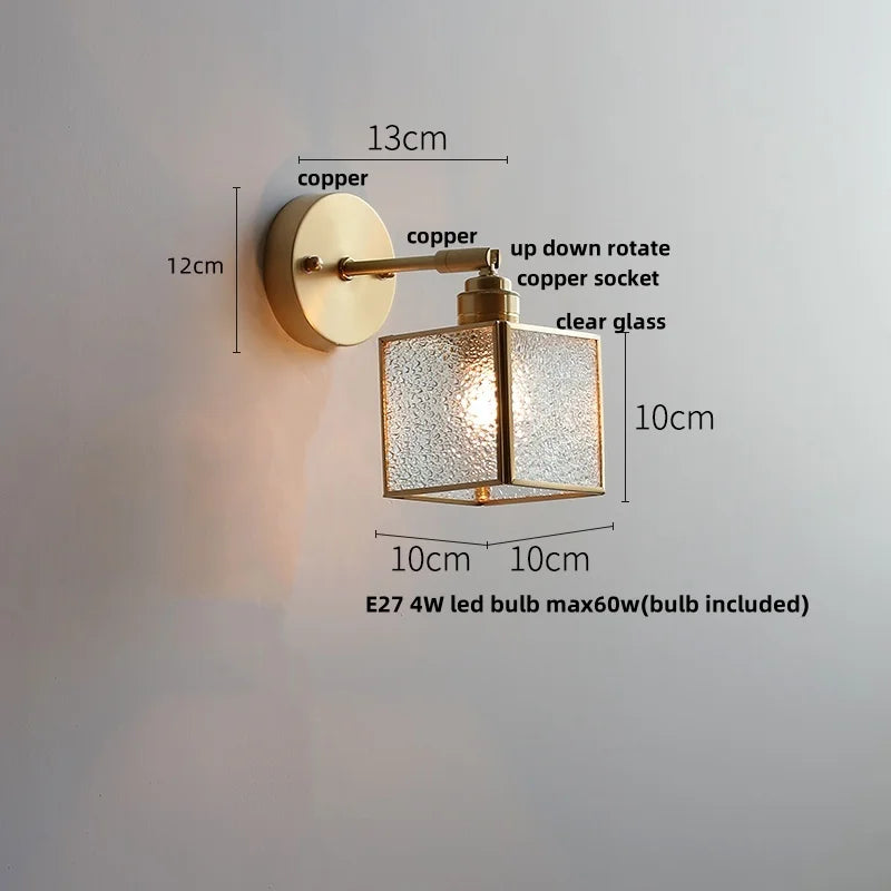 DecorBites™ مصباح حائط LED على الطراز الياباني مع مفتاح سحب زجاجي شفاف ومصباح بجانب السرير