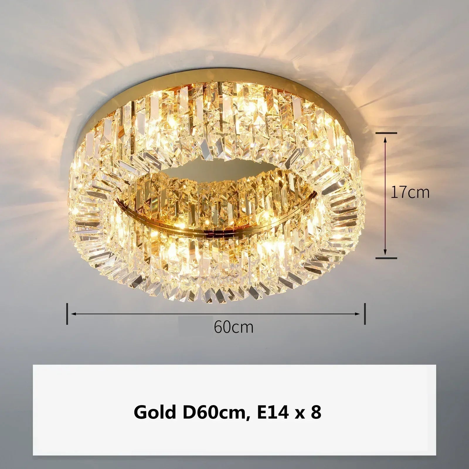 Lustre suspendu en cristal doré DecorBites™ pour éclairage de salle à manger moderne