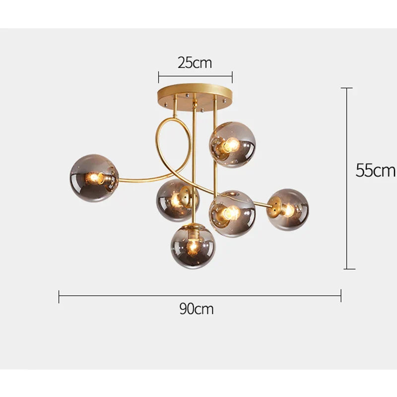 DecorBites™ Glass Ball LED Ceiling Chandelier - Modern Nordic Pendant Light for Living Room