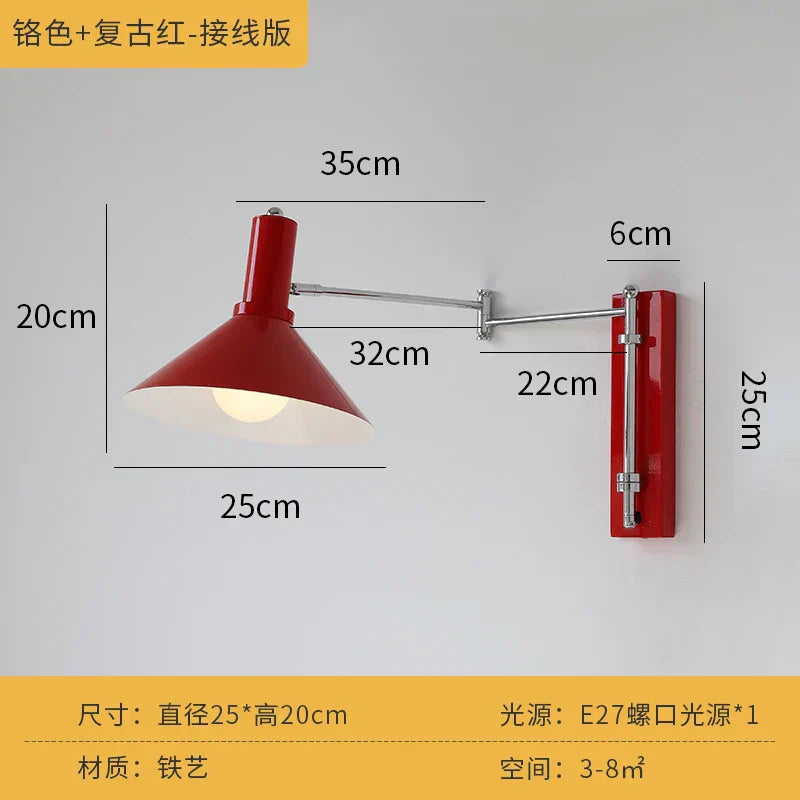 DecorBites™ Cream Wind Wall Lamp LED E27 Swing Arm Telescopic Staircase Bedside Reading
