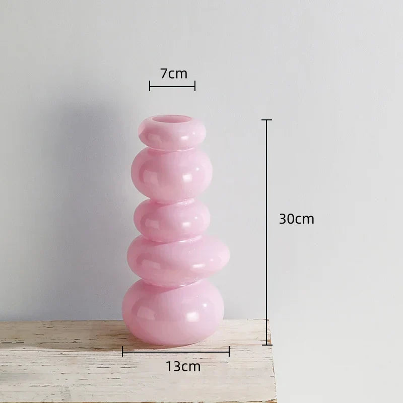 DecorBites™ Geometric Glass Vase Terrarium Pebble Stack Floral Arrangement Home Decor