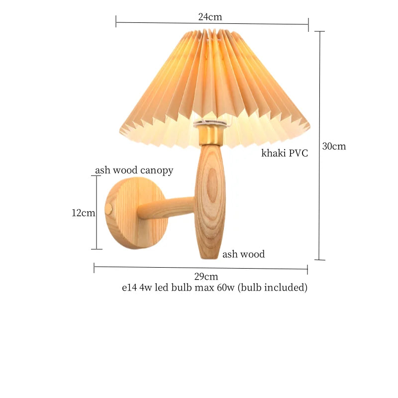 DecorBites™ Cream PVC LED Wall Lamps Japanese Walnut Wood Applique Murale