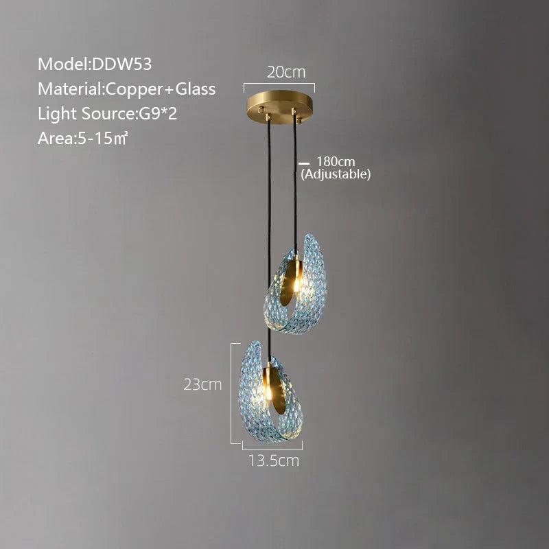 DecorBites™ ثريا سقف نحاسية على شكل ورقة شجر طاووس زرقاء بتصميم آرت ديكو بتقنية LED لغرفة المعيشة