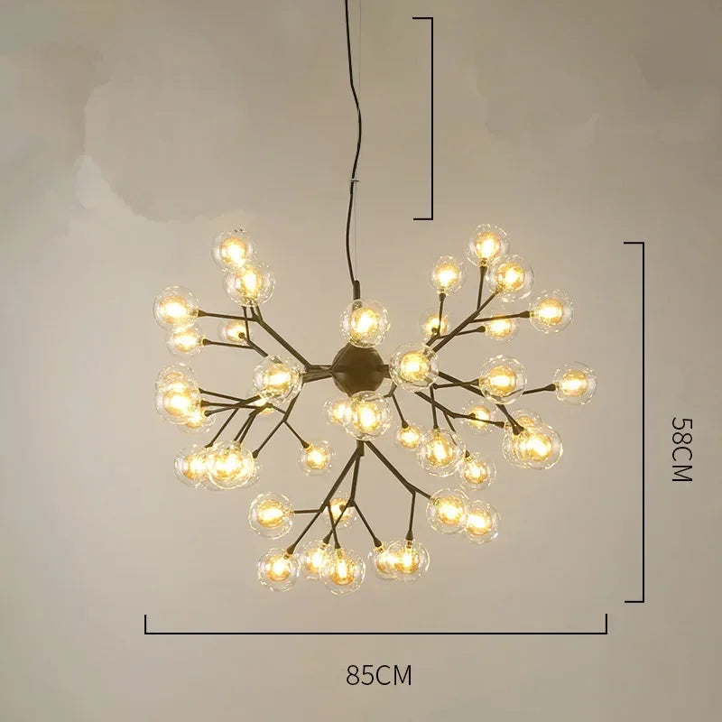 DecorBites™ Heracleum Firefly Glass Round Ball Chandelier - Luxury Staircase Dining Room Lighting