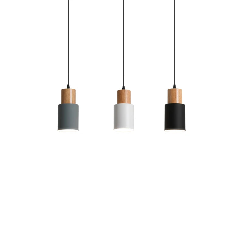Minimalist Nordic Wood and Metal Single Pendant Light