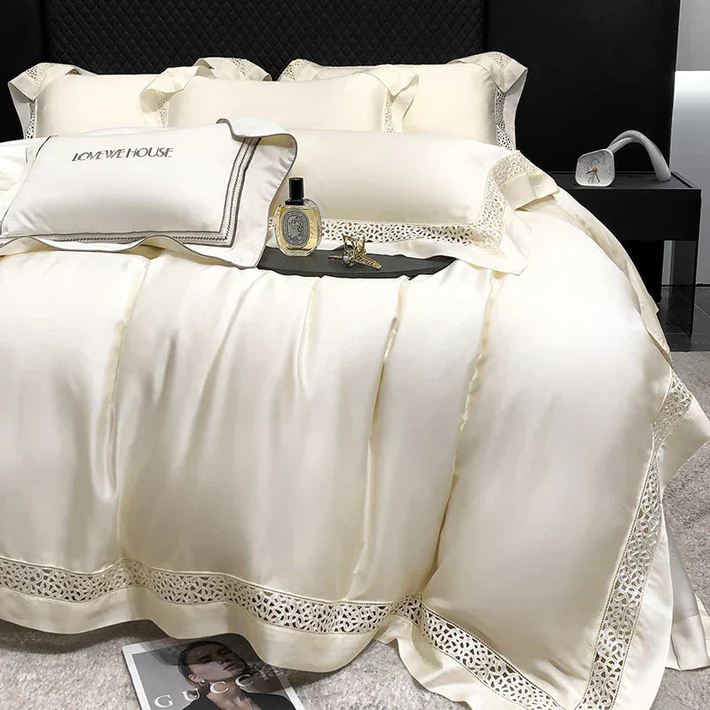 DecorBites™ Eucalyptus Lyocell 1000TC Luxury Bedding Set with Wide Edge, Soft Silky & Breathable