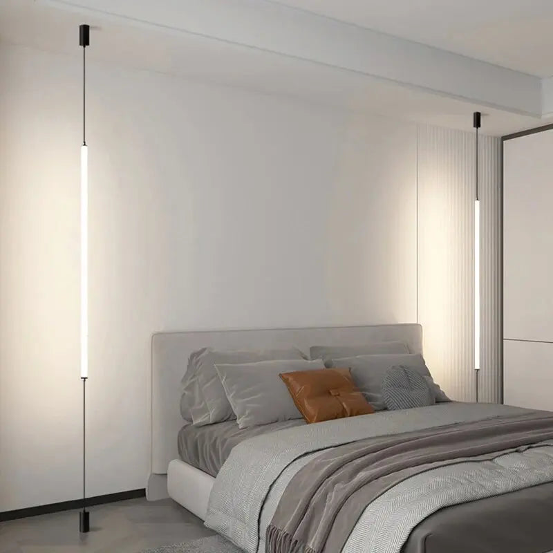 Italian Linear Black Metal & Acrylic Pendant Light