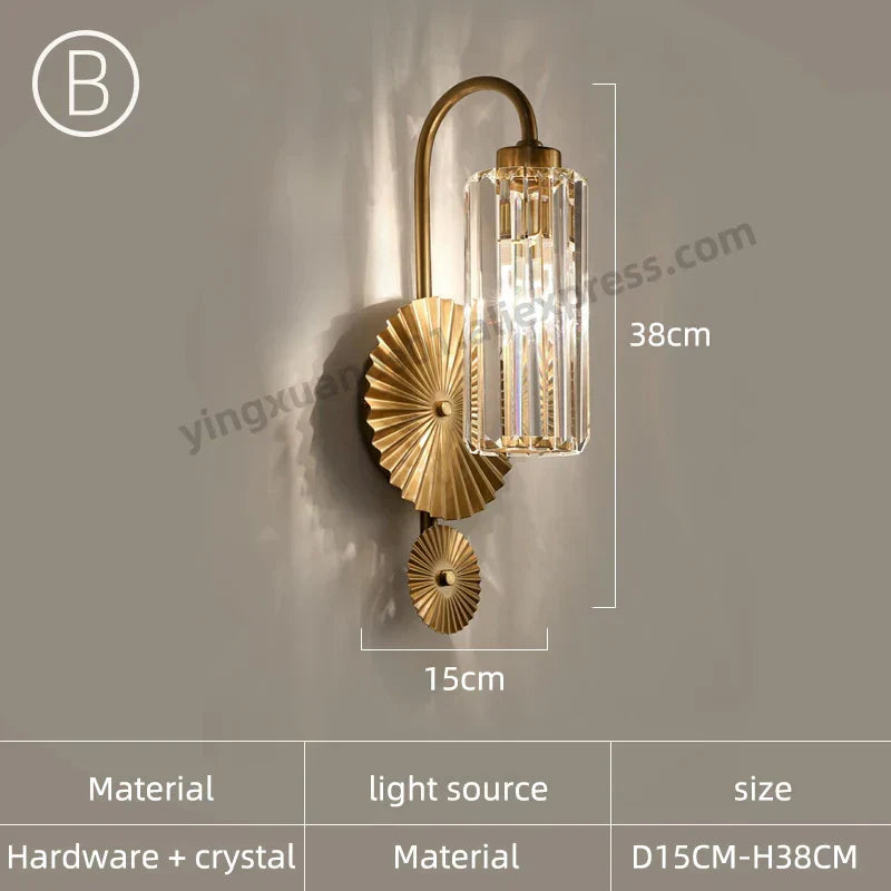 DecorBites™ Crystal Wall Light: Minimalist Bedside Loft Wall Sconce for Living Room
