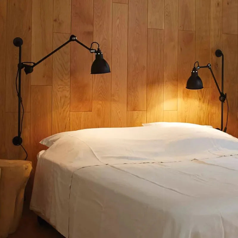 DecorBites™ Gras BL Wall Lamp: Adjustable Chrome Long Arm Reading Light