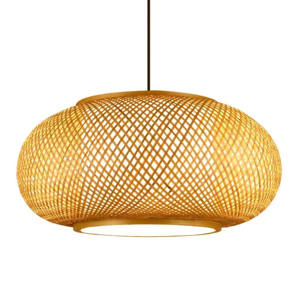 Japanese Bamboo Woven Lantern Pendant Light