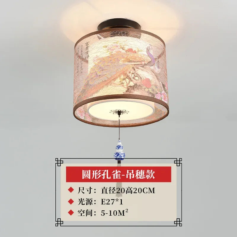 ثريا سقف صينية من DecorBites™ Lotus، مصباح ممر بسيط، إضاءة LED للوحات