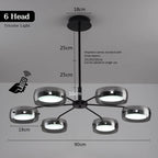 Modern Black Glass Multi-Pendant Chandelier With Remote