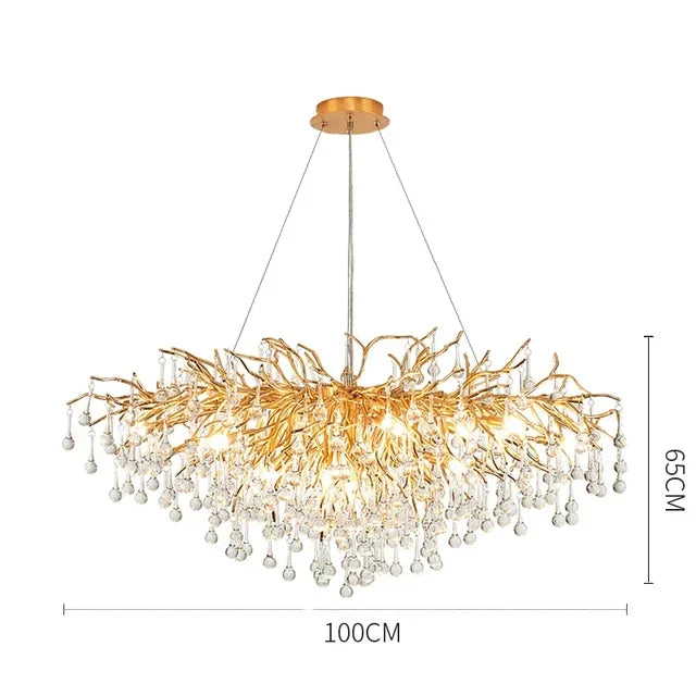 فانوس زجاجي معلّق ذهبي من DecorBites™ Gold Chandelier لديكور المنزل - إضاءة عصرية فاخرة