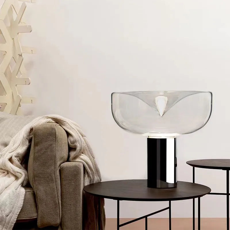 DecorBites™ Aella Table Lamp: Elegant Clear Glass Luxury Art Desk Lamp for Office, Bedroom, and Foyer