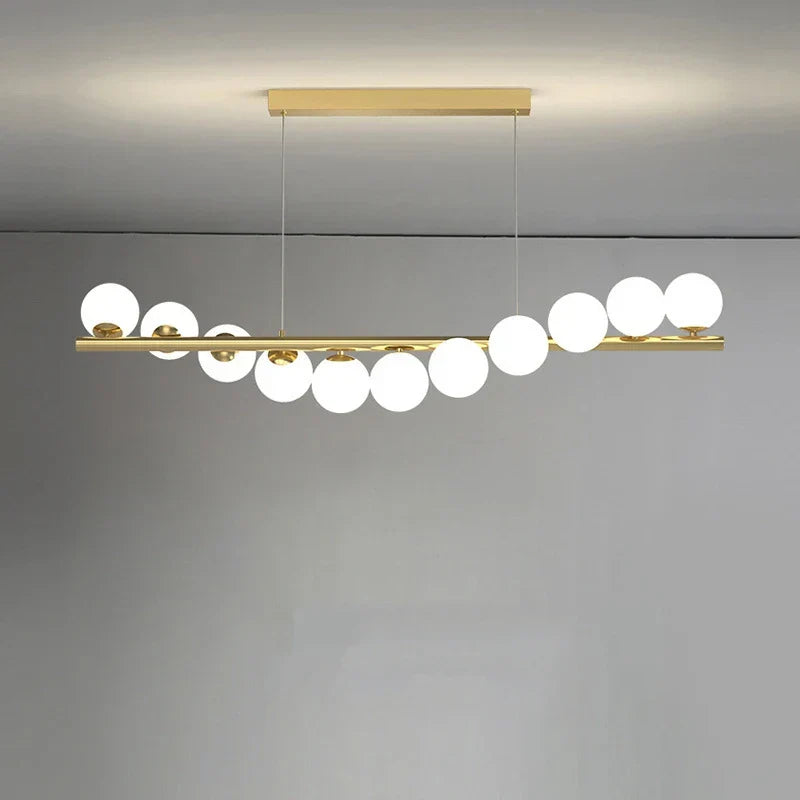 Lustre Or Boules en Verre DecorBites™ : Éclairage de Cuisine Salle à Manger Style Nordique