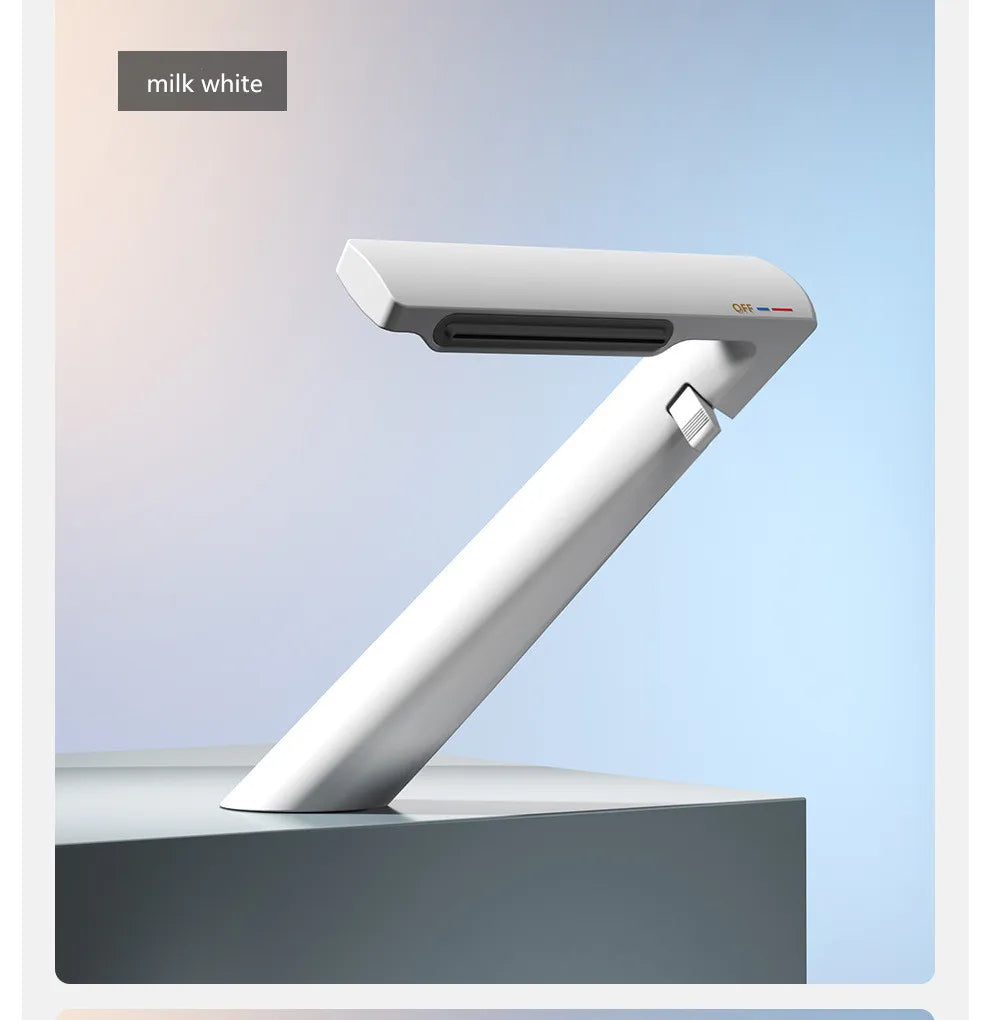 DecorBites™ Gold Waterfall Basin Faucet: Gray Mixer Tap, Single Handle Hot and Cold Lavatory