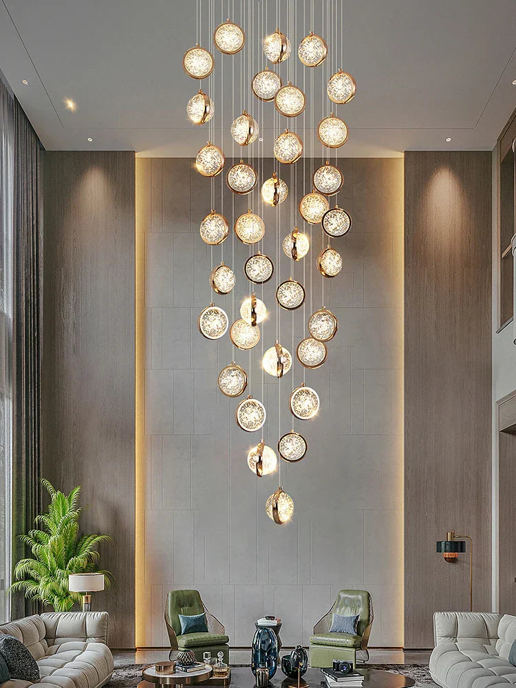 DecorBites™ Crystal Ball LED Rotating Stair Chandelier - Nordic Luxury Loft Bubble Design