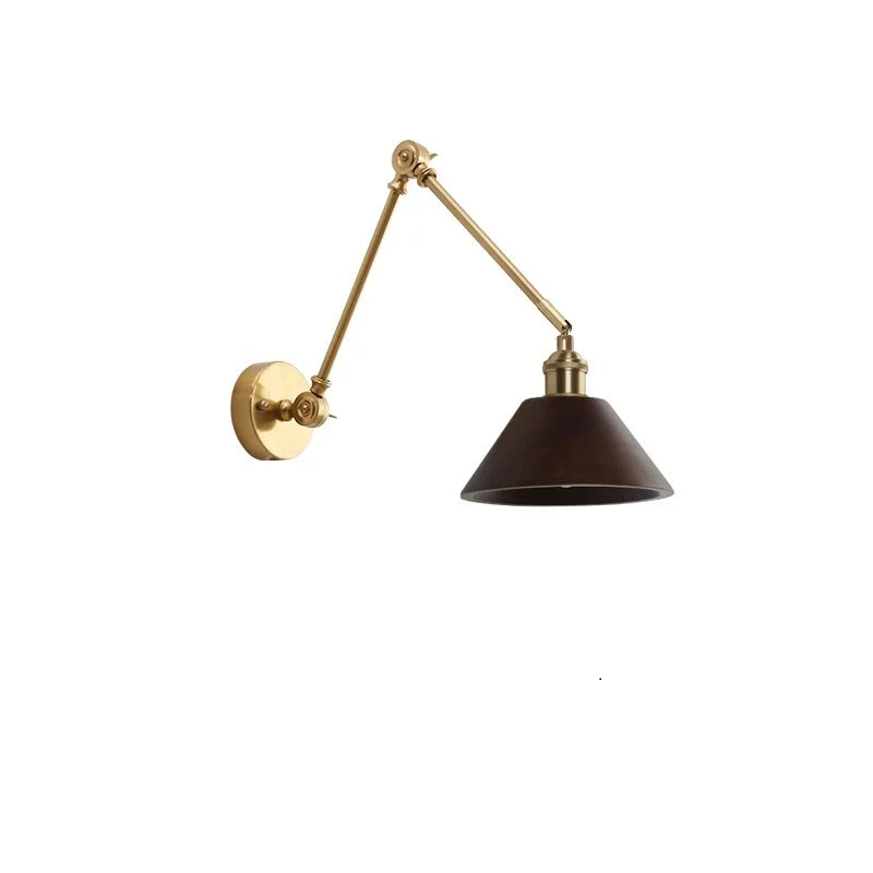 DecorBites™ Copper Swing Arm LED Wall Sconce with Pull Chain Switch, Modern Nordic Wooden Lamp