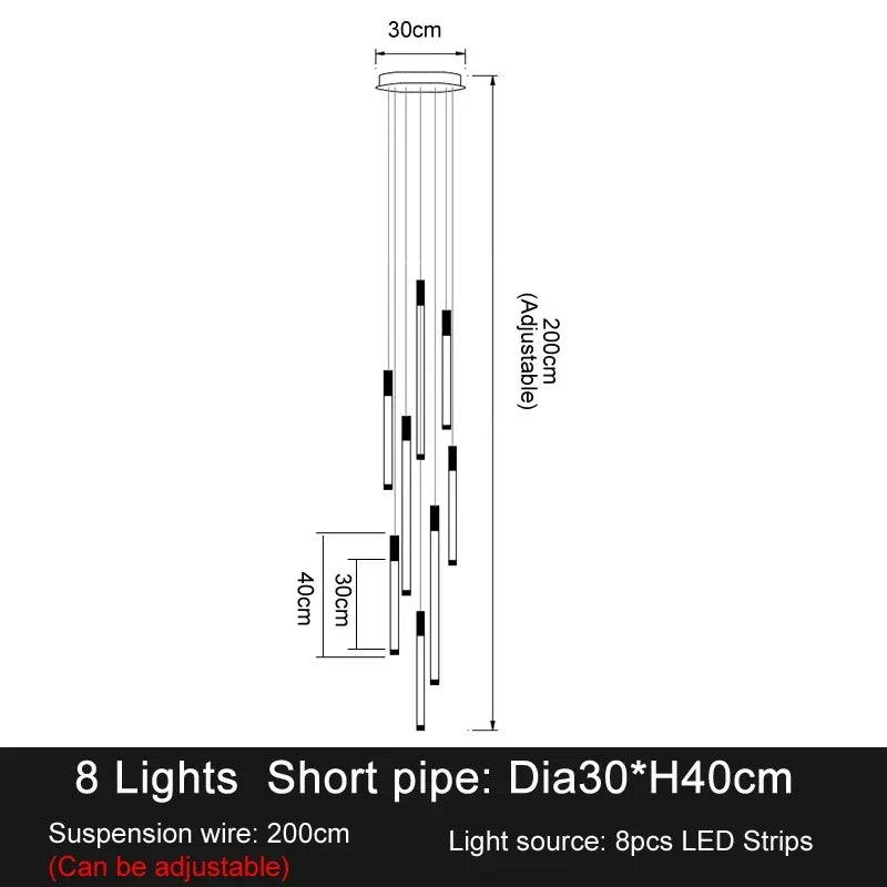 DecorBites™ ثريات LED إضاءة متدلية حديثة لدرج السقف ديكور فاخر لغرفة المعيشة