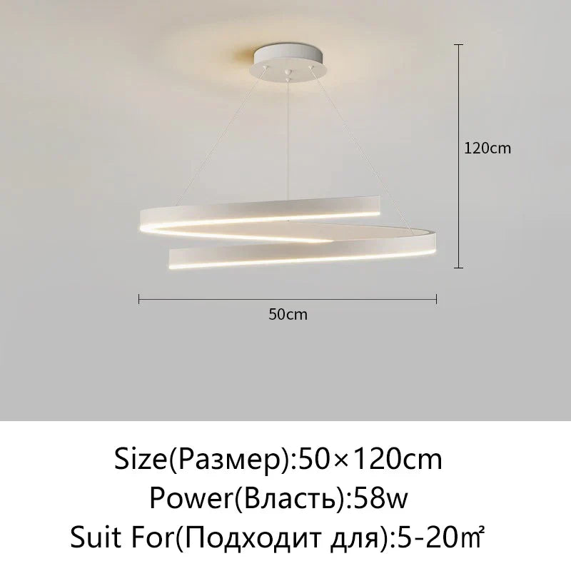 DecorBites™ Black/White Spiral Chandelier for Living Dining Kitchen. Trendy Round Indoor Lighting Fixture.