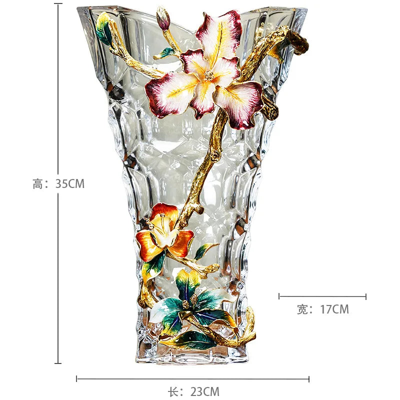 DecorBites™ Crystal Glass Vase: Modern Light Luxury Enamel Living Room Decor