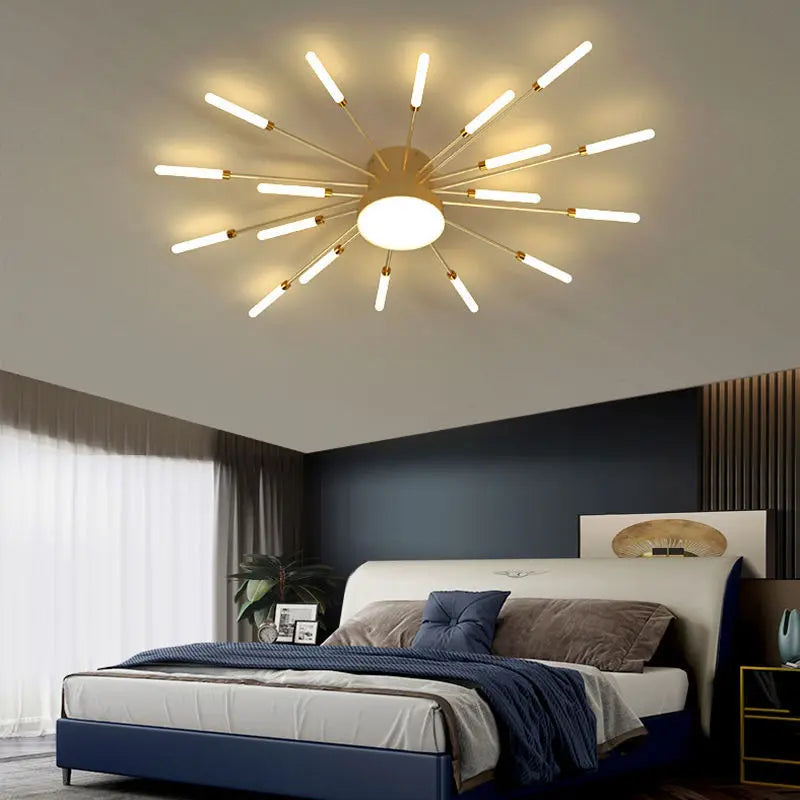 DecorBites™ ثريا الألعاب النارية LED: تركيبات إضاءة متدلية حديثة لغرفة المعيشة وغرفة النوم على الطراز الاسكندنافي