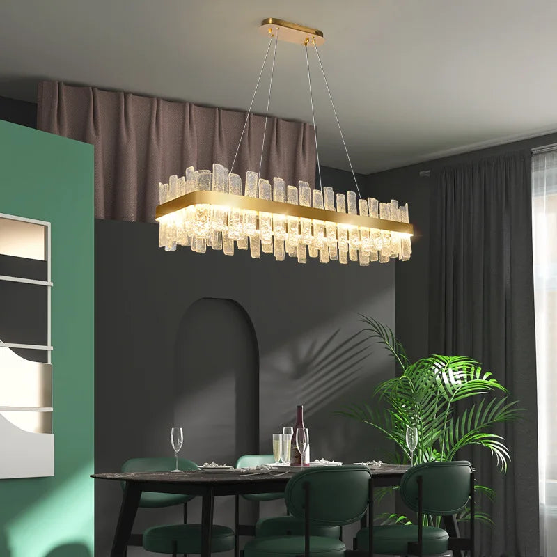 DecorBites™ ثريا كريستال ذهبية متدلية بتقنية LED - إضاءة زجاجية عصرية فاخرة