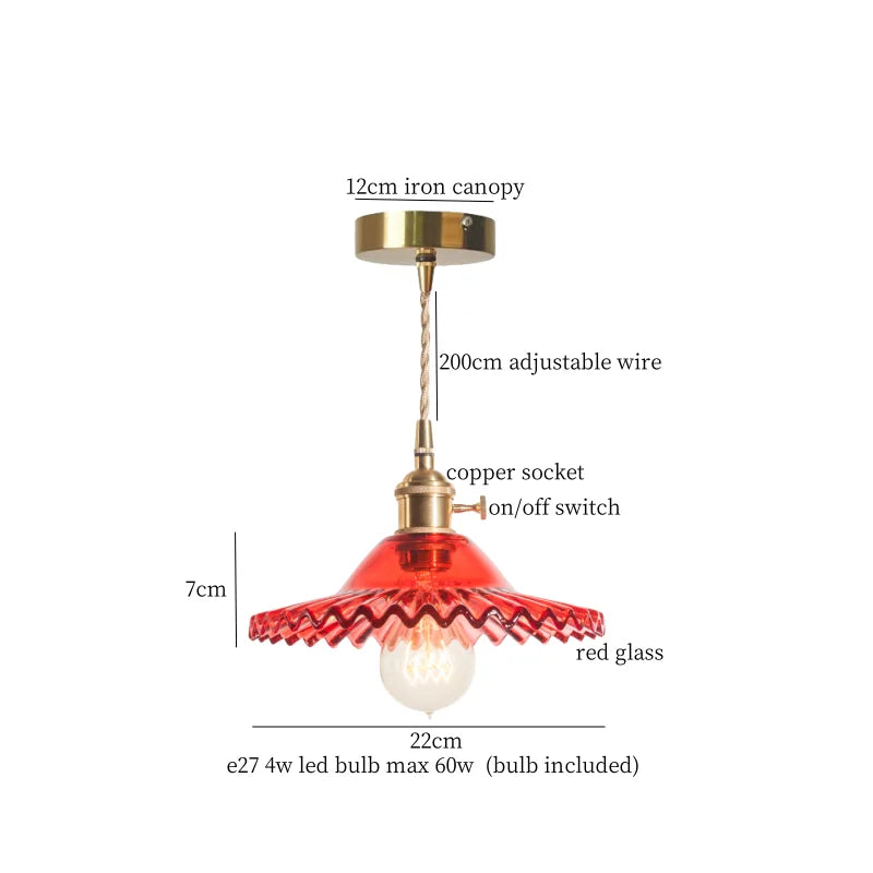 DecorBites™ Green Brass Glass LED Pendant Light for Kitchen Cafe Bar Loft Decoration