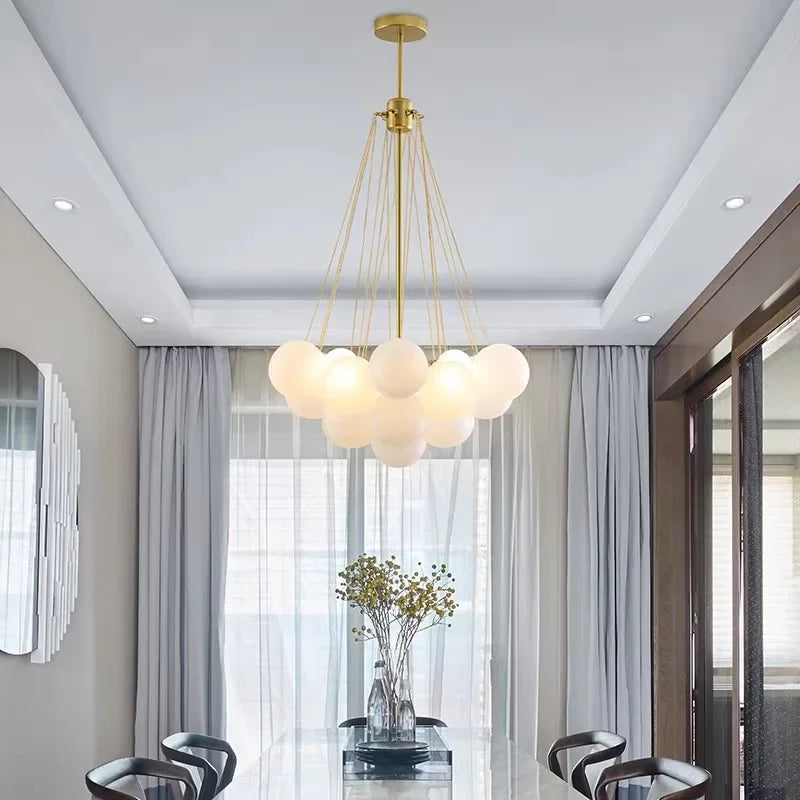 ثريا كرات زجاجية من DecorBites™ بإضاءة LED لغرفة المعيشة العصرية، مصباح معلق بتصميم فقاعي على الطراز الاسكندنافي