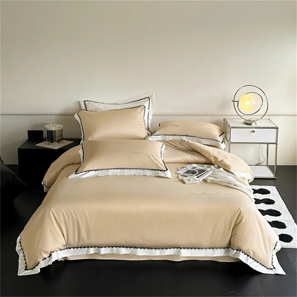 DecorBites™ Hot Diamond Lace Egyptian Cotton Bedding Set: Sheet, Pillowcase, Duvet Cover, Full-Queen-King Size