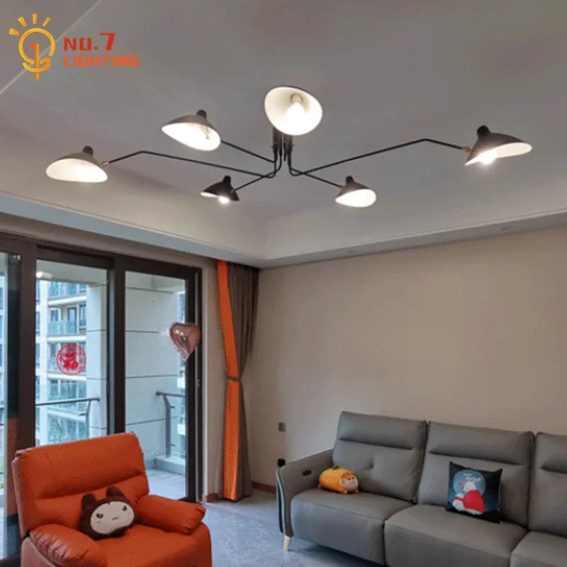 DecorBites™ Industrial Spider Serge Mouille Ceiling Lamp Black LED E27 Lighting