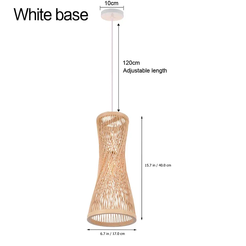Japanese Bamboo Woven Pendant Light in Natural Finish